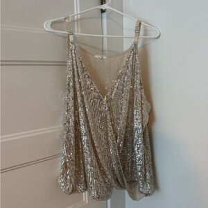 Maurices Silver Sequin Camisole Top